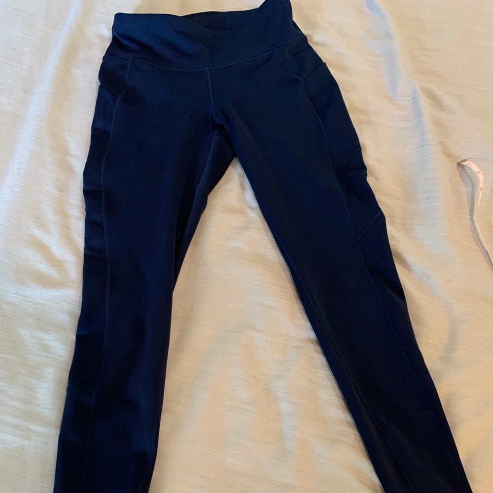 Navy blue side pocket leggings